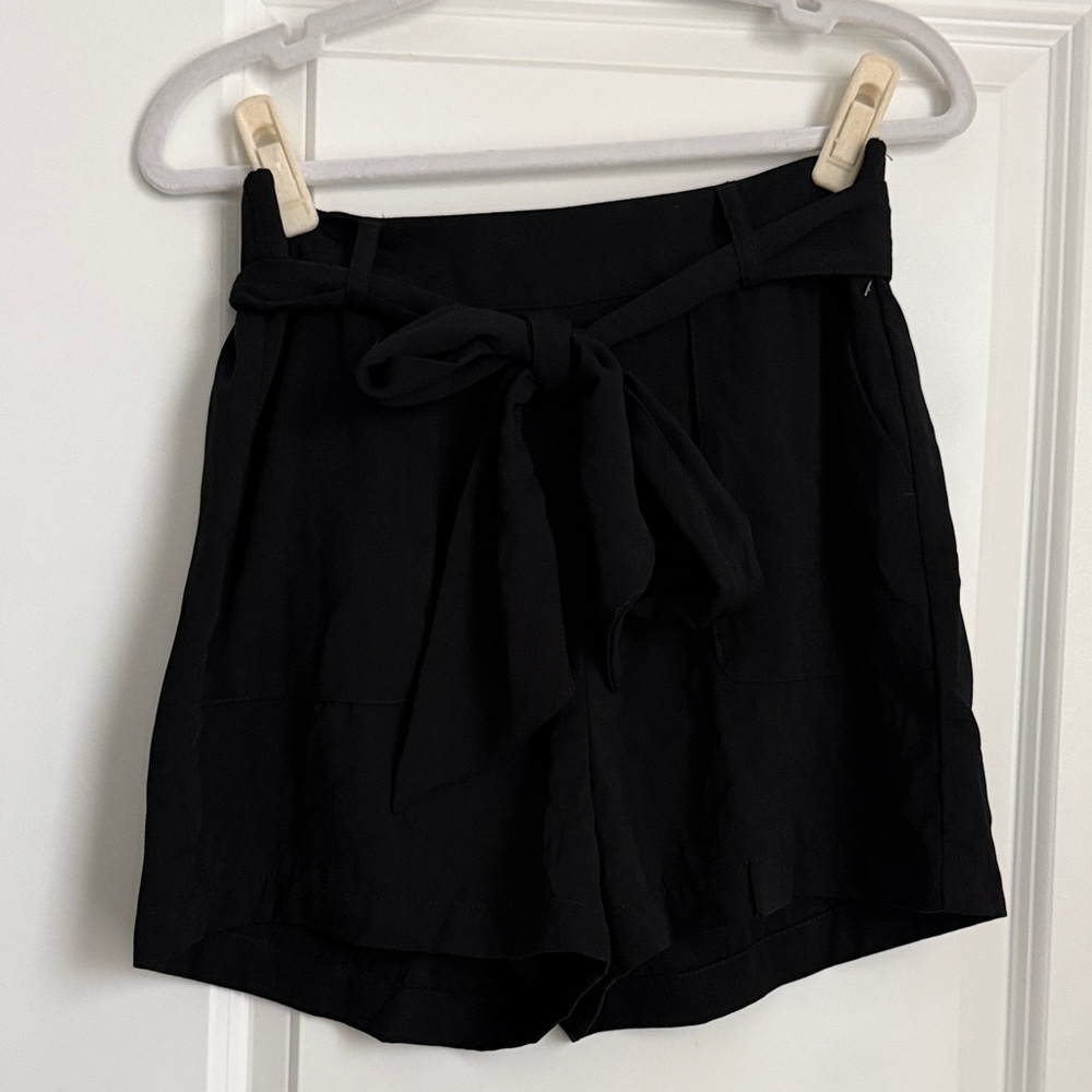 Women's Black Tie-Waist Shorts